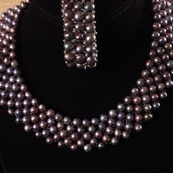 Pearl Necklace and Bracelet Set Heirloom Jewelry Natural Iridescent Real Pearls - Picture 9 of 10